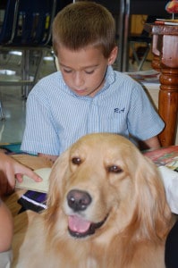 jodi with boy reading