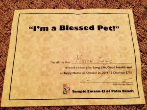 Mason's Blessing certificate