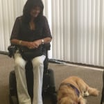 Janice checking on Mysti at the Fair Oaks Pavilion