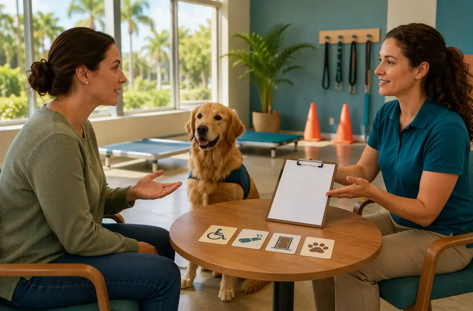 Florida applicant discusses training needs with service dog handler